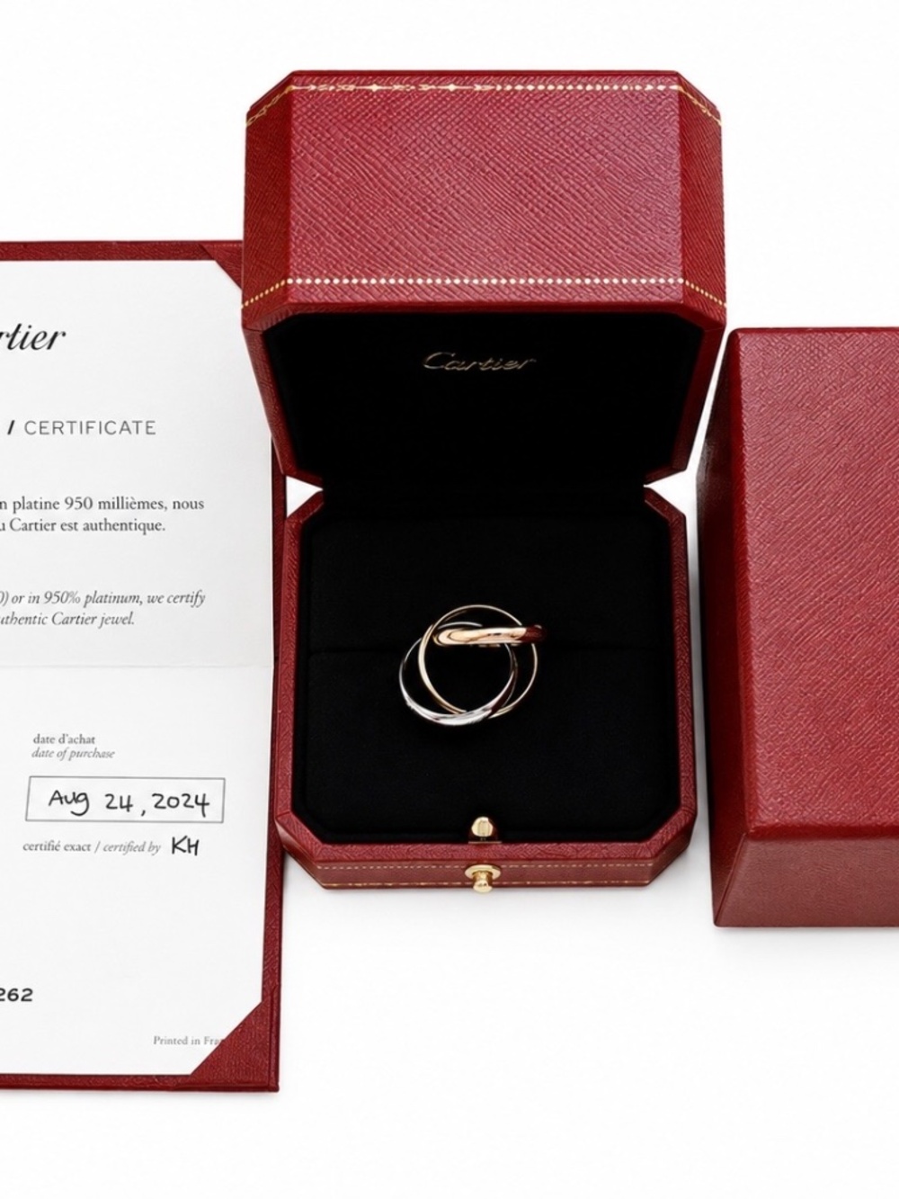 Cartier Trinity Complete Inclusion size 50 or U.S. 5.25 w/ 5 diamonds